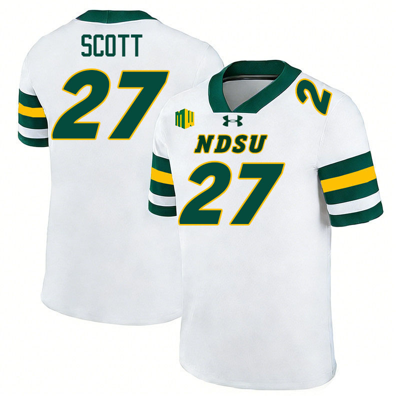 North Dakota State Bison #27 DJ Scott College Football Jerseys,Uniforms-White